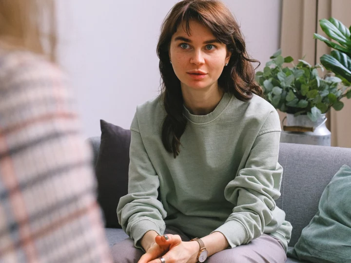 Woman sitting in counselling.